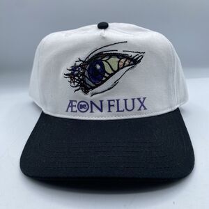 Aeon Flux Hat MTV White White Adjustable Cap Snapback Logo Casual TV Show NWOT